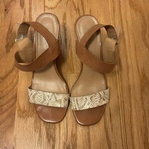 Franco Sarto Wedge Snakeskin Heels, Size 7